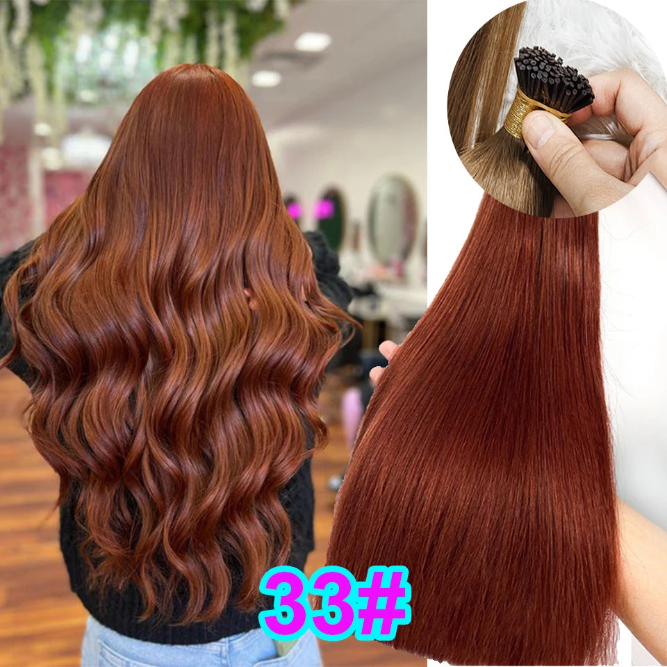 Human Hair i tip 100% human hair extensions Keratin Straight Brazilian Remy Human Hair Natural Capsule Hair Extension  30 inch