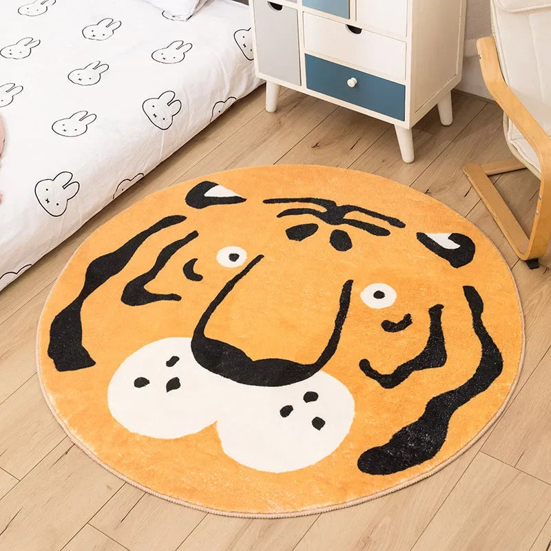 Rainbow cartoon Round Carpet Bedroom Animal Non-slip bedside area carpet Soft plush children's play mat Comfortable home decor