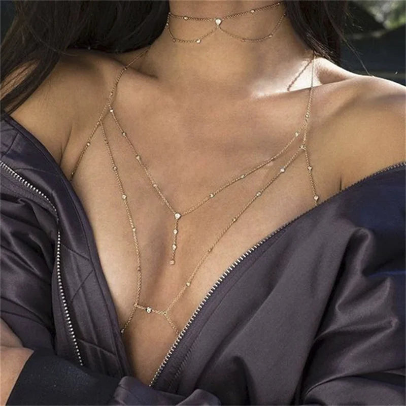 1pcs Jewelry Bust Chain Bikini Belly Chain Female Waist Chain Beach Body Chain Choker Necklace Jewelry For Women