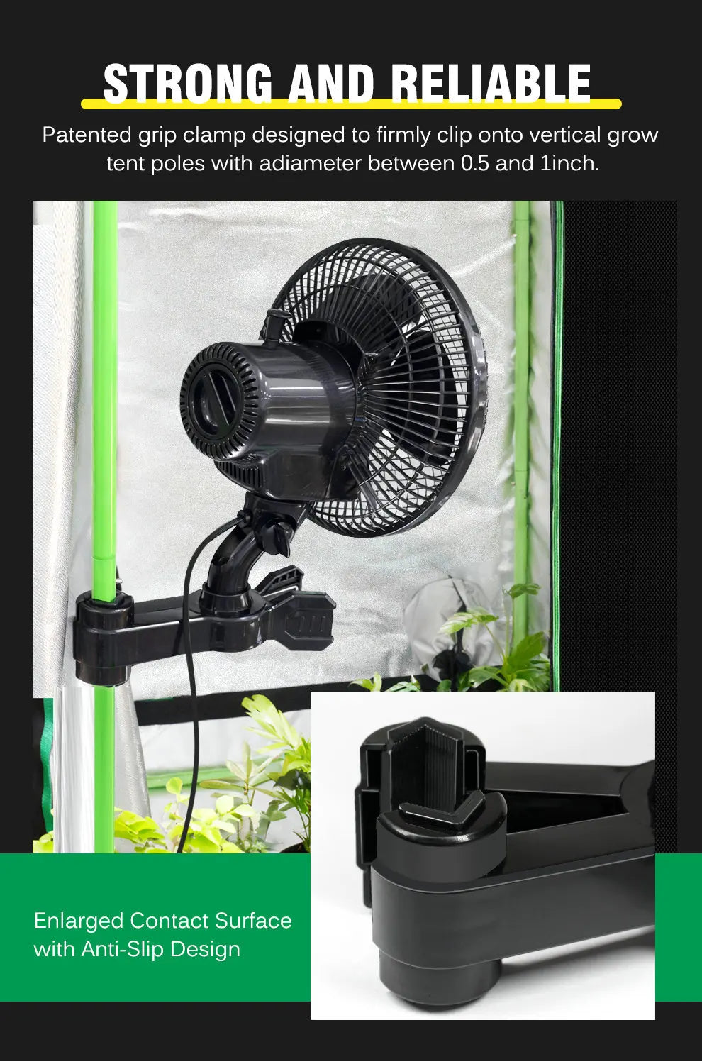 Plant Tent Cooling Clip-On Fan 25W Two-Speed Adjustable Shaking Head Suitable for Tents Household Cooling Fan