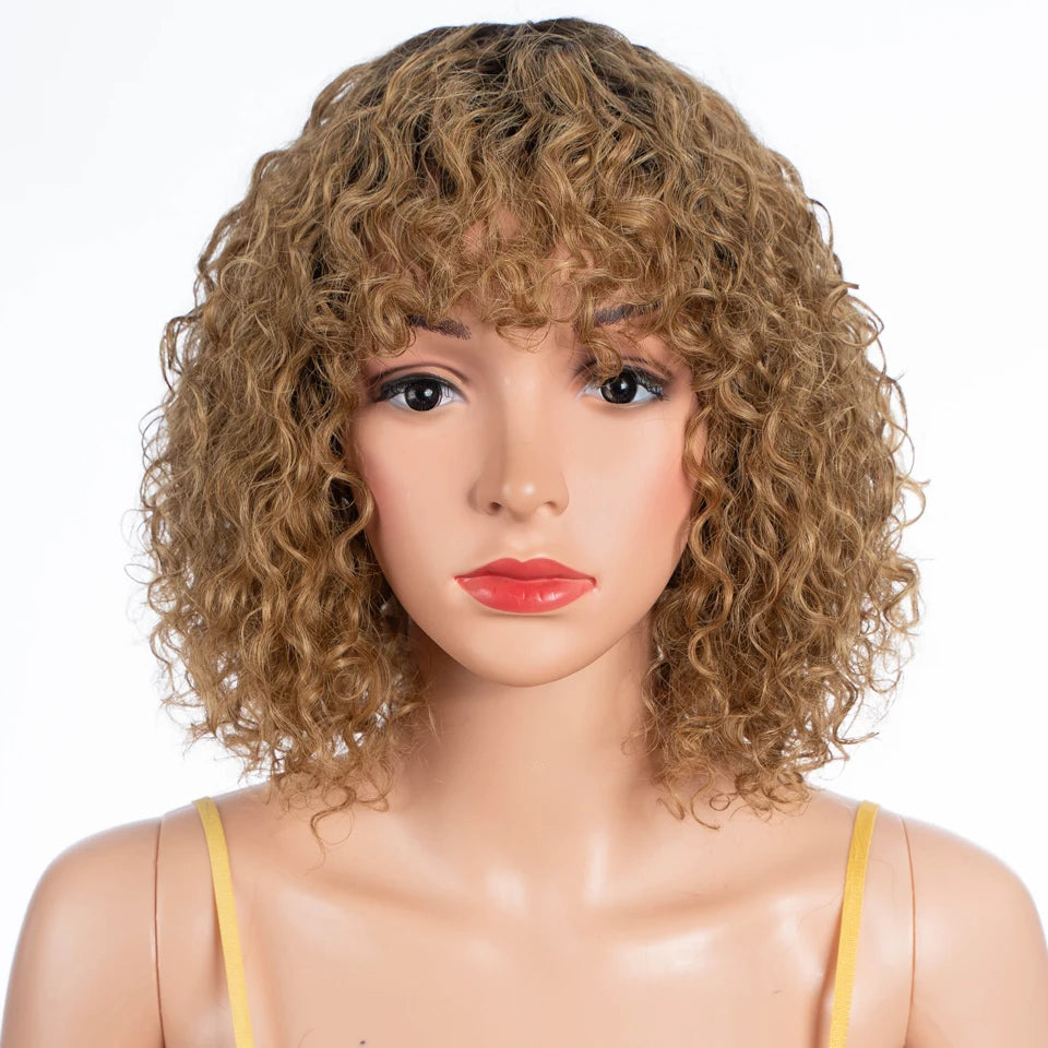 Lekker Blonde Long Pixie Afro Kinky Curly Bob 100% Human Hair Wigs For Women Brazilian Remy Hair Full Machine Made Clearance