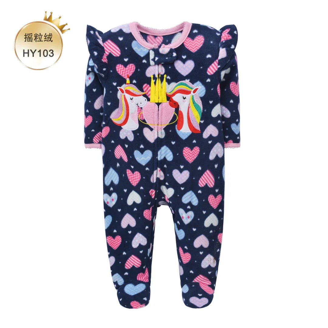 New Hot Polar Fleece Pajamas Baby Winter Romper Cover All Jumpsuits Newborn Boys Clothing Little Girl Fall Clothes Toddler 0-12M