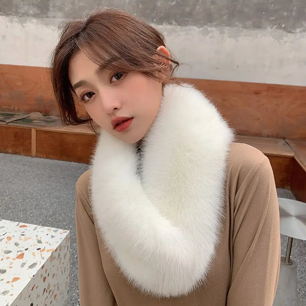 Women Hair Collar Winter Female Fur Scarf Solid Color Shawl Imitation Fur Scarf Artificial Wool Bib