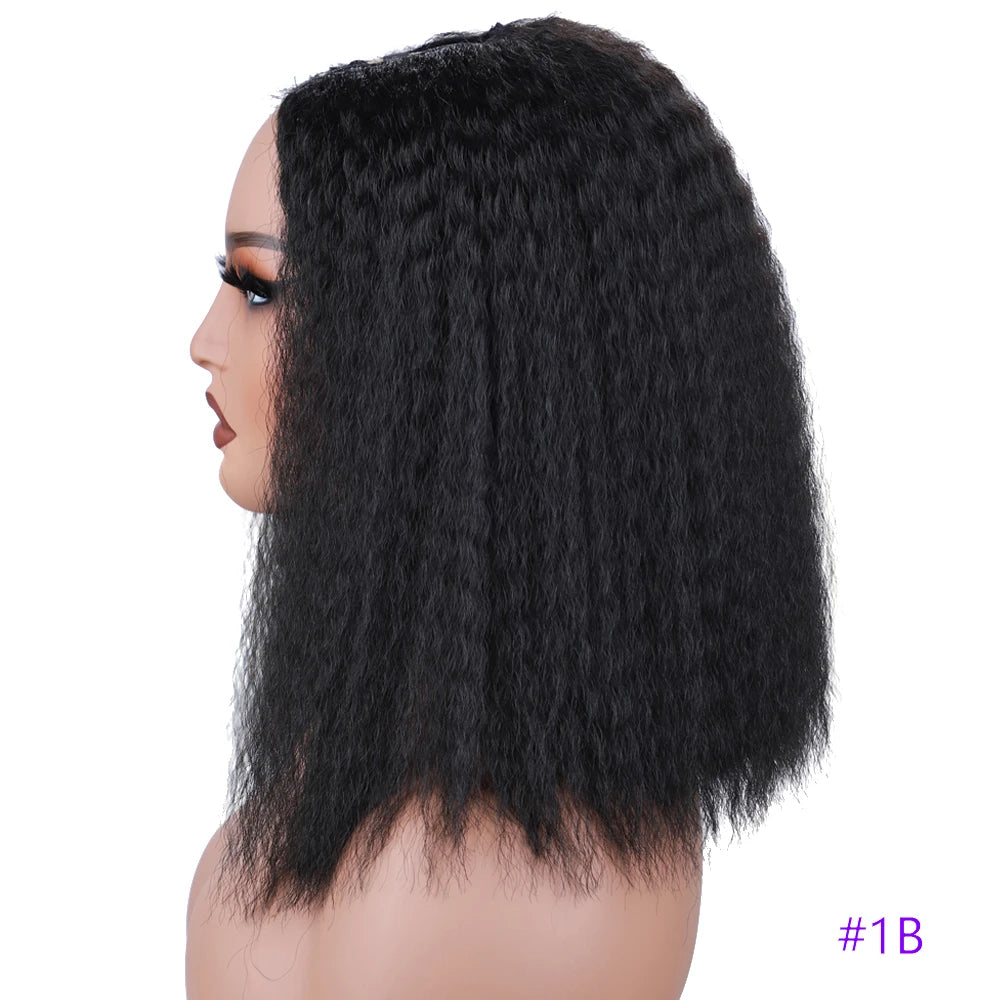 Synthetic Kinky Curly U Part Wigs Afro Kinky Synthetic Hair Wigs U Part Wigs for Women Black Kinky Curly Synthetic Puffy Hair