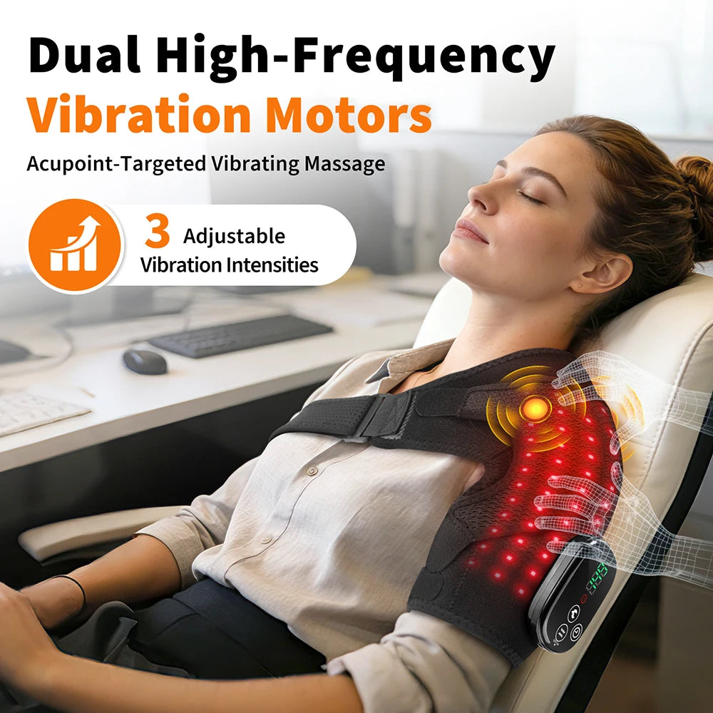 Multifunctional Shoulder/Knee Support Belt 660 and 850nm Red Light Shoulder Heating Vibration Massage Wrap Pad Warm Brace