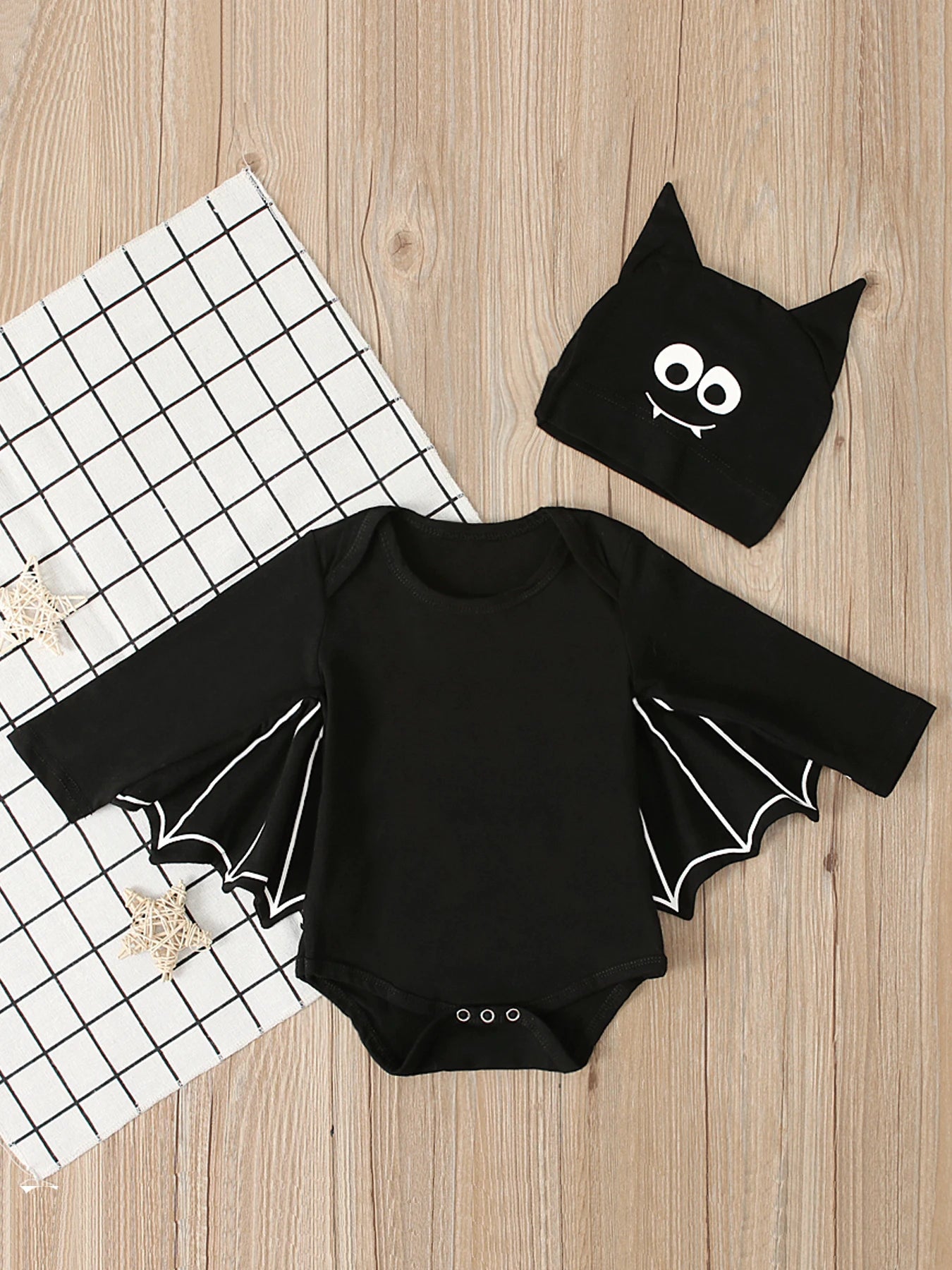 Boys and girls European and American spring and autumn Halloween Batman hooded long-sleeved jumpsuit romper two-piece children&#