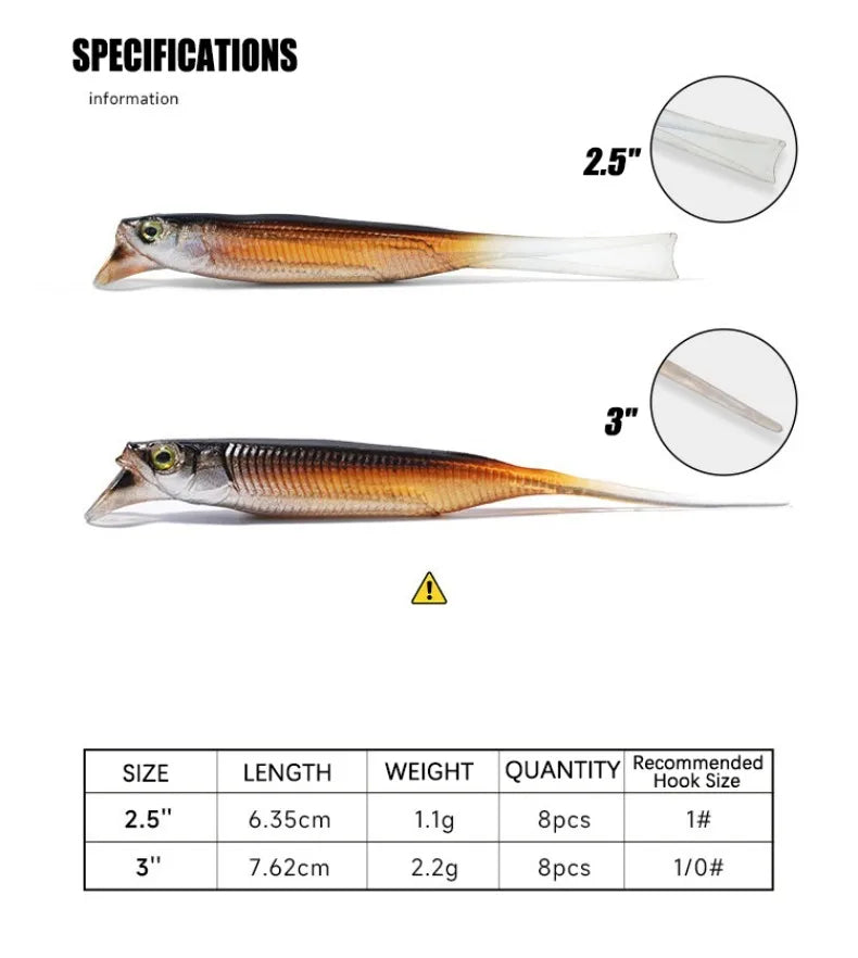 Competition Edition Floating TPE Soft Bait 2.5" 3" Midosto Wacky Rig Lure Rolling Action for High-Pressure Fishing for Bass Pike