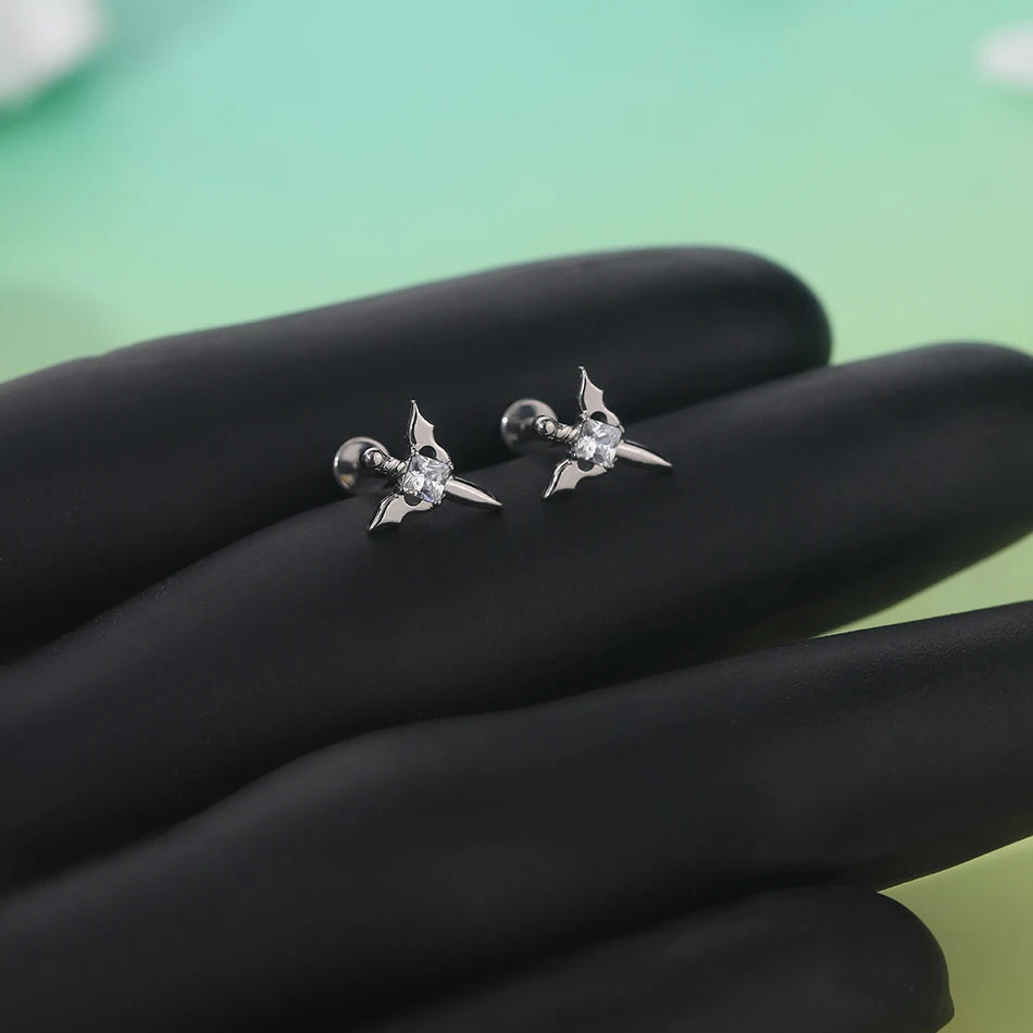 1/5PCS Titanium 16G Tragus Daith Helix Lobe Ear Piercing for Women Leaf Star Zircon Cartilage Stud Earring Piercing Jewelry Gift