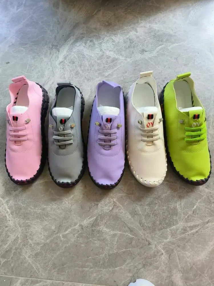 Casual Hand Sewn Women's Single Shoes Soft Bottom Cow Tendon Autumn New Style Comfortable Breathable Wear Resistant Mom Shoes