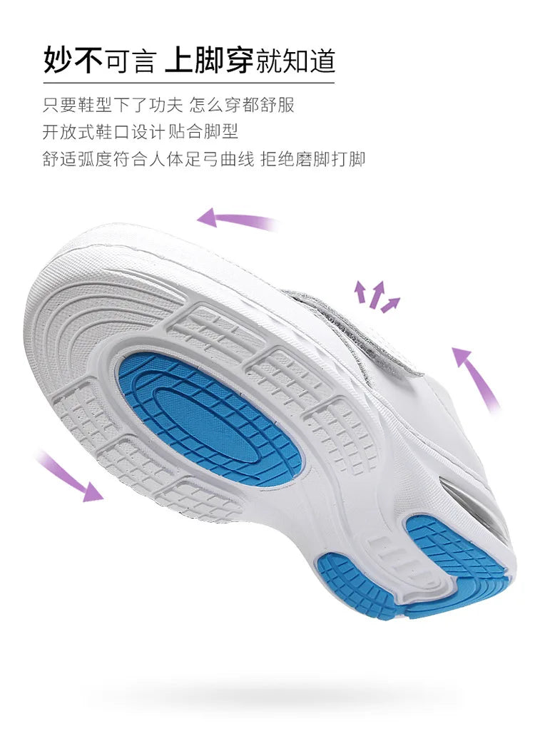 Platform White Shoes Women Casual Comfortable Light Nurse Work Shoes Fashion Slip on Non-slip Loafers Women Genuine Leather Shoe