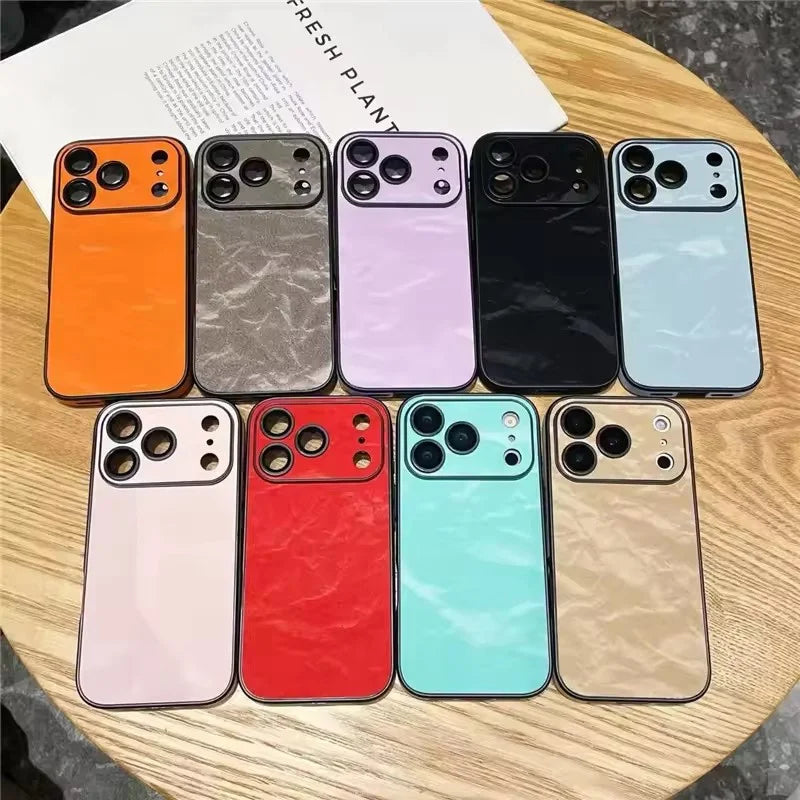 Velvet Snow Mountain Pattern Phone Case For iPhone 17 15 14 16 12 11 13 Pro Max Plus Air Luxury Leather Cover Phone Accessories