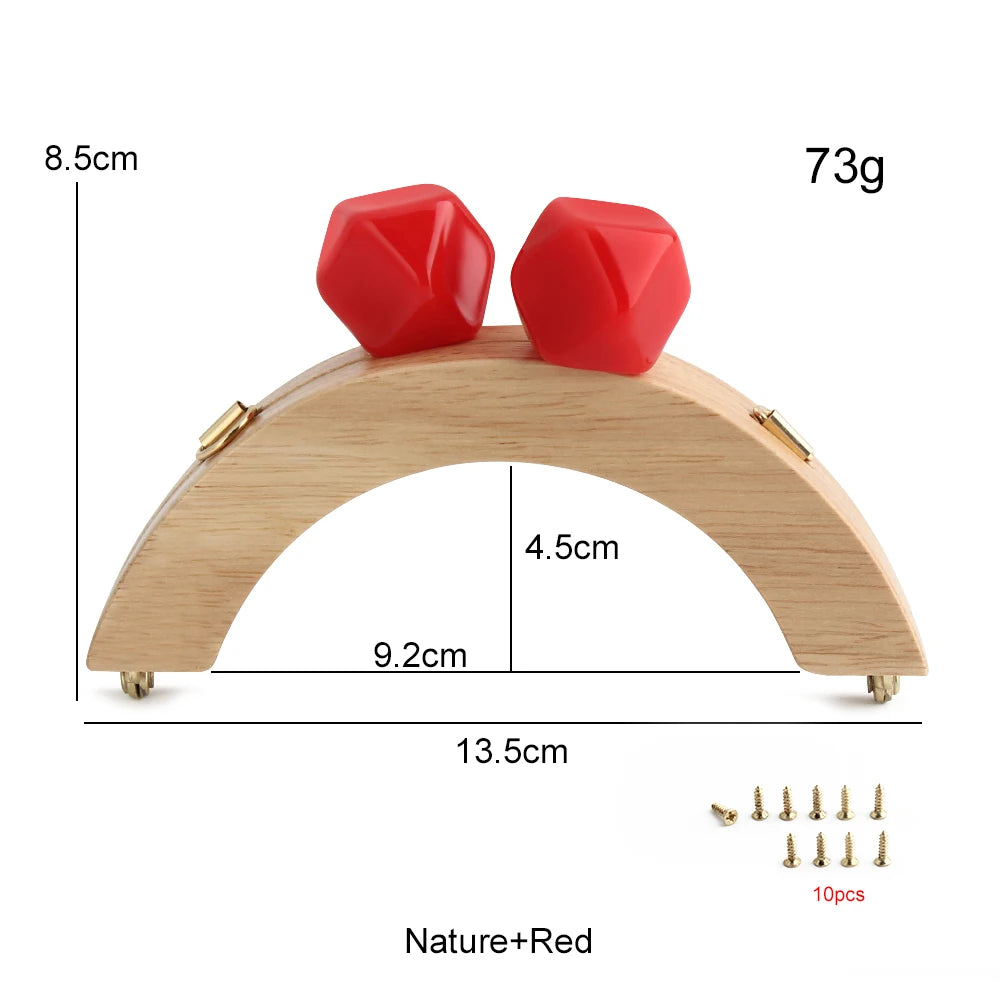 1PC Mini Handbag Bag Frame Matching Lock Wooden Bag Arched Bridge Handle with Colorful Resin Beads DIY Handicraft Accessories