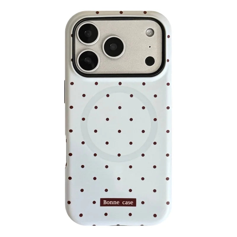 Korean Style Simple Polka Dot Magnetic Soft Phone Case For Magsafe IPhone 17 16 15 14 13 12 Pro Max Shockproof Protective Cover