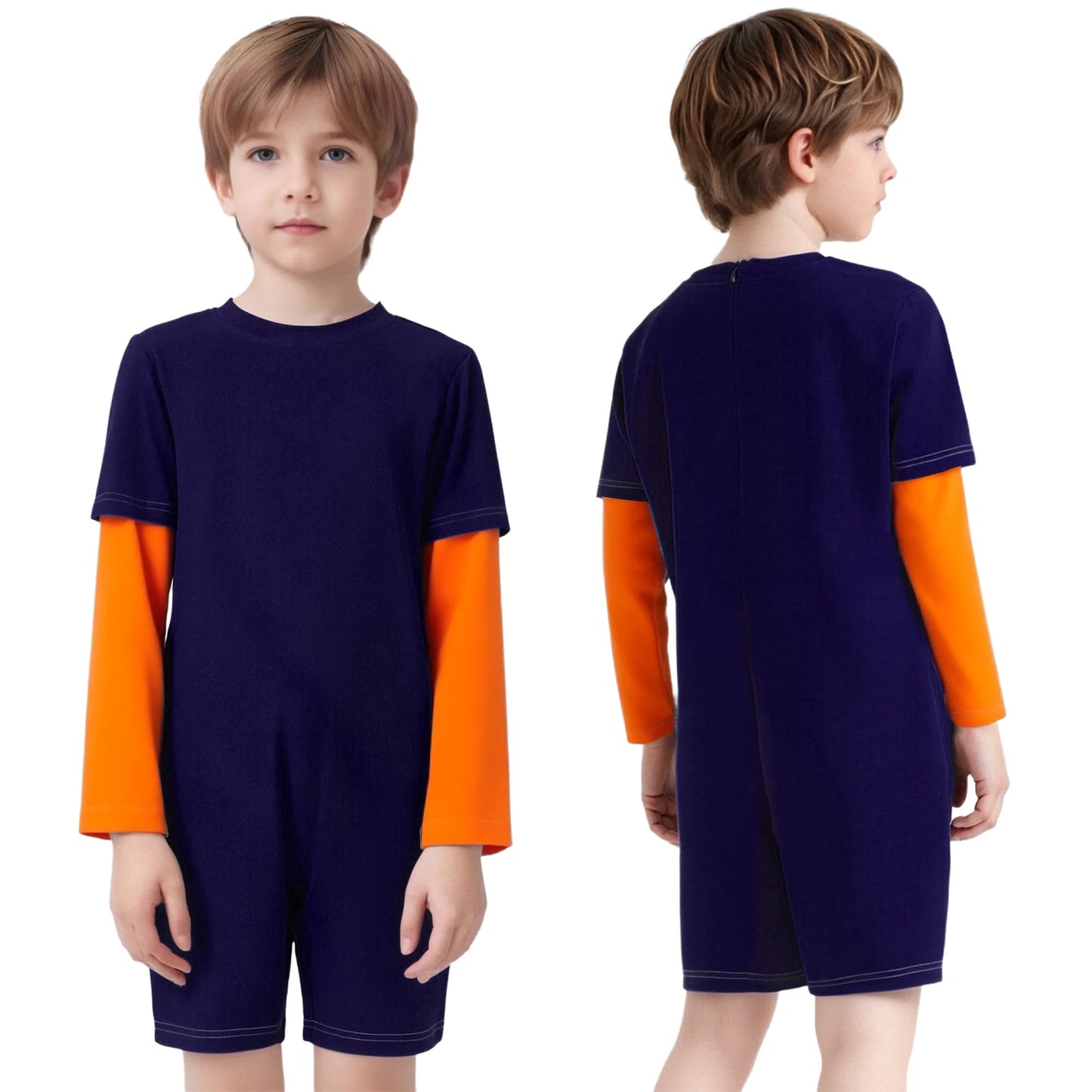 Children Special Needs Adaptive Clothing Solid Color Long Sleeve Zipper Back Jumpsuit Cotton Rompers Workout Sports Bodysuit