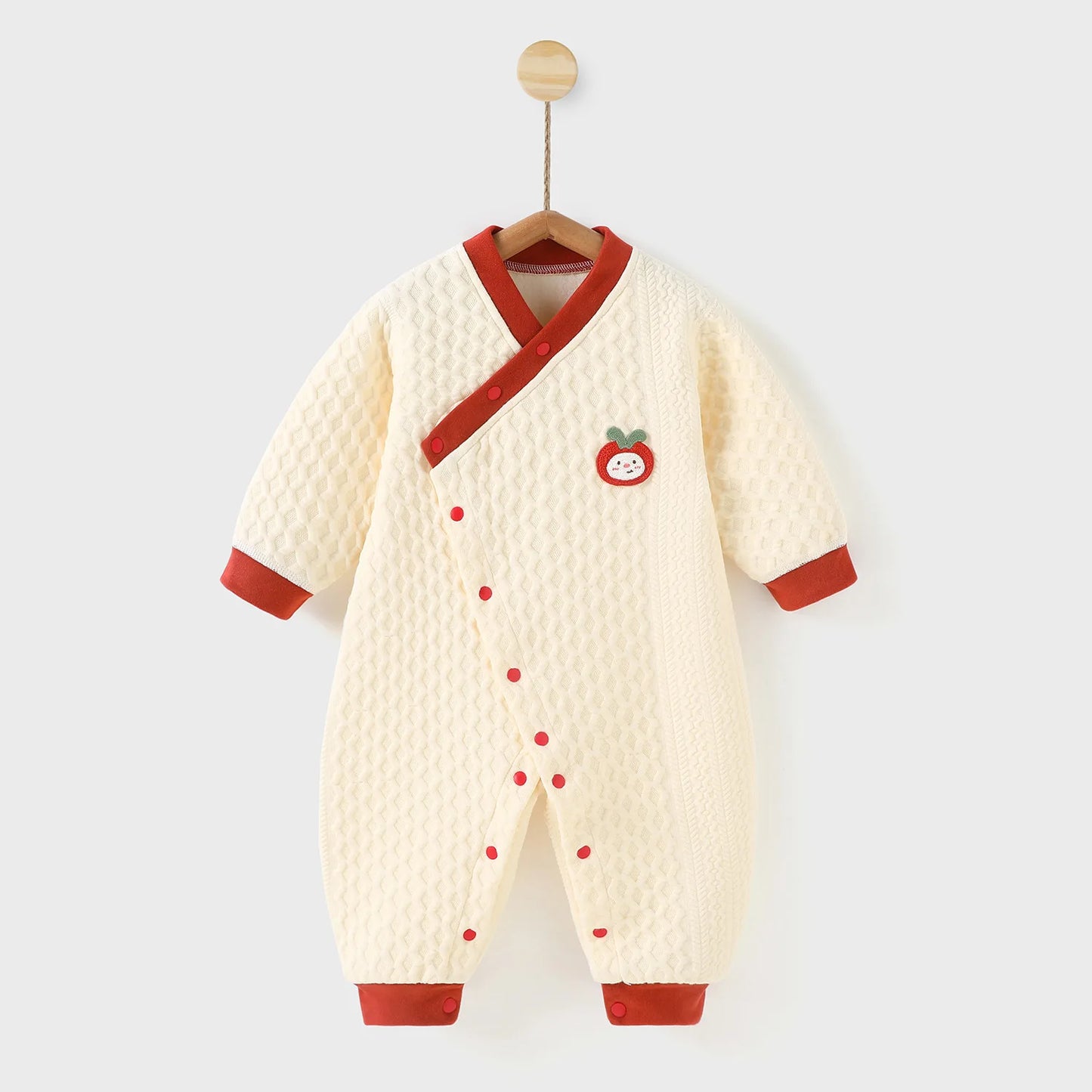 Unisex Baby Thermal Onesie for Autumn Winter Kids Layered Romper with Diagonal Snap Closure, Long-Sleeve Jumpsuit  for 0-12 M
