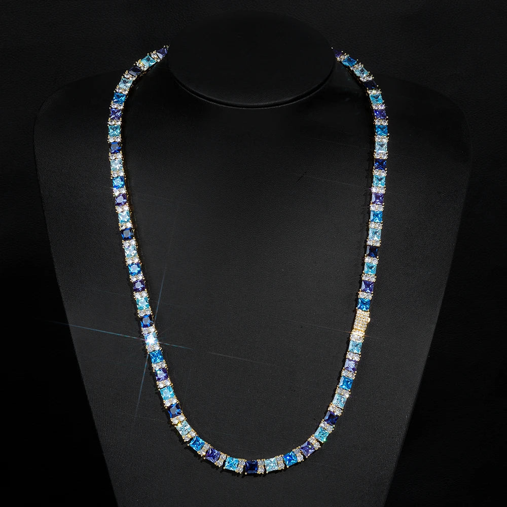 Hip Hop Iced Out Jewelry New 7MM Wide Inlaid Colorful Zircon Necklace Bracelet Fashionable Luxury Personalized Gift