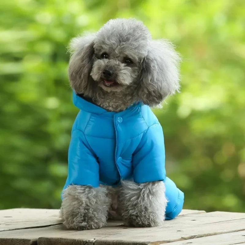 Winter Dog Jumpsuits Warm Soft Dog Clothes Padded Cotton Puppy Down Jacket Fashion Solid Cat Jumpsuit Coat Chihuahua Pet Clothes