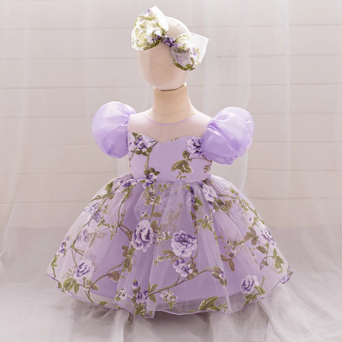 Baby Girl 2pcs Floral Wedding Party Dress Toddler Tulle Princess Gown Girls Summer Holiday Dresses Infant 1st Birthday Costumes