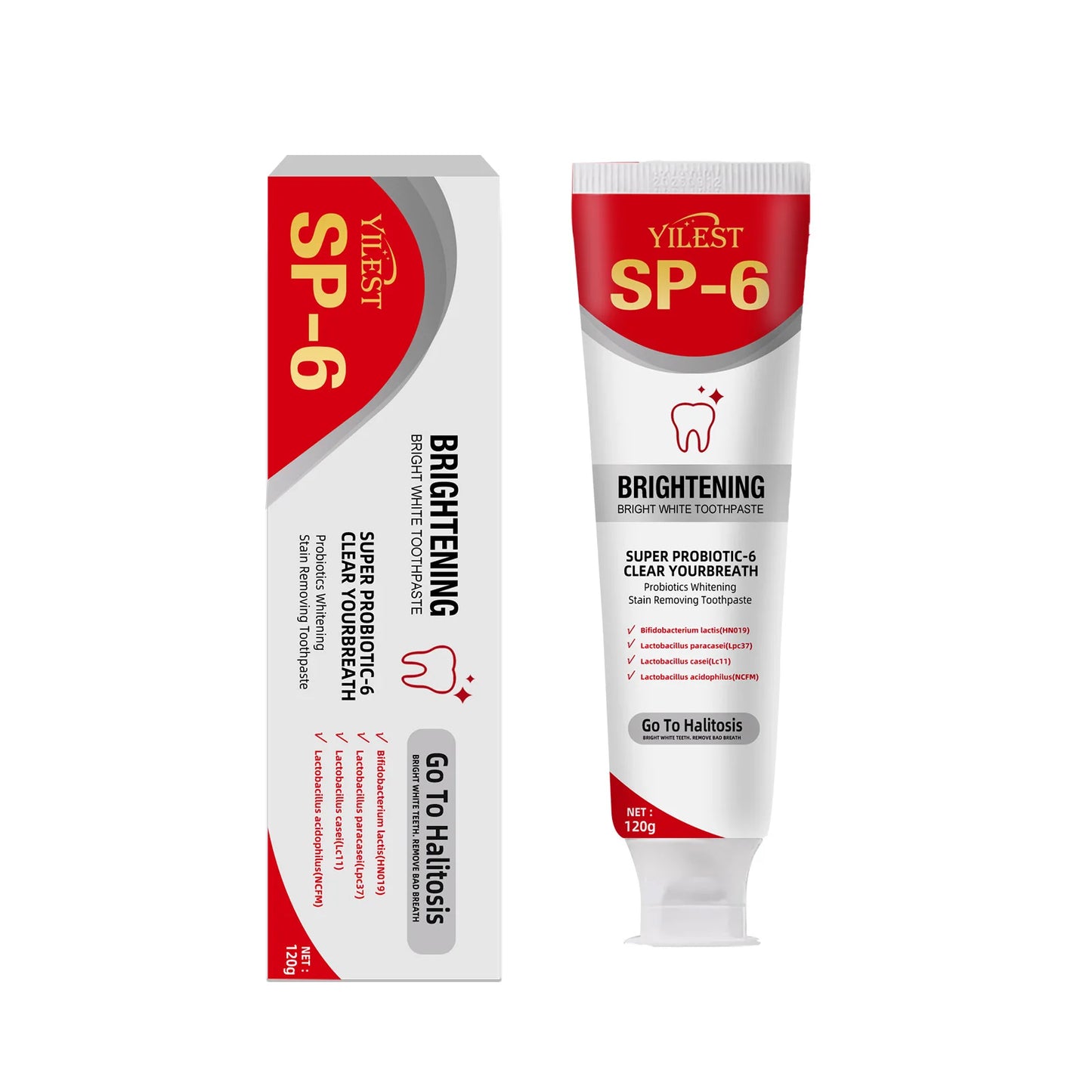 SP-6 Probiotic Toothpaste Whitening Toothpaste Remove Plaque Prevent Dental Caries Oral Hygiene Clean Fresh Breath Gum Care 120g