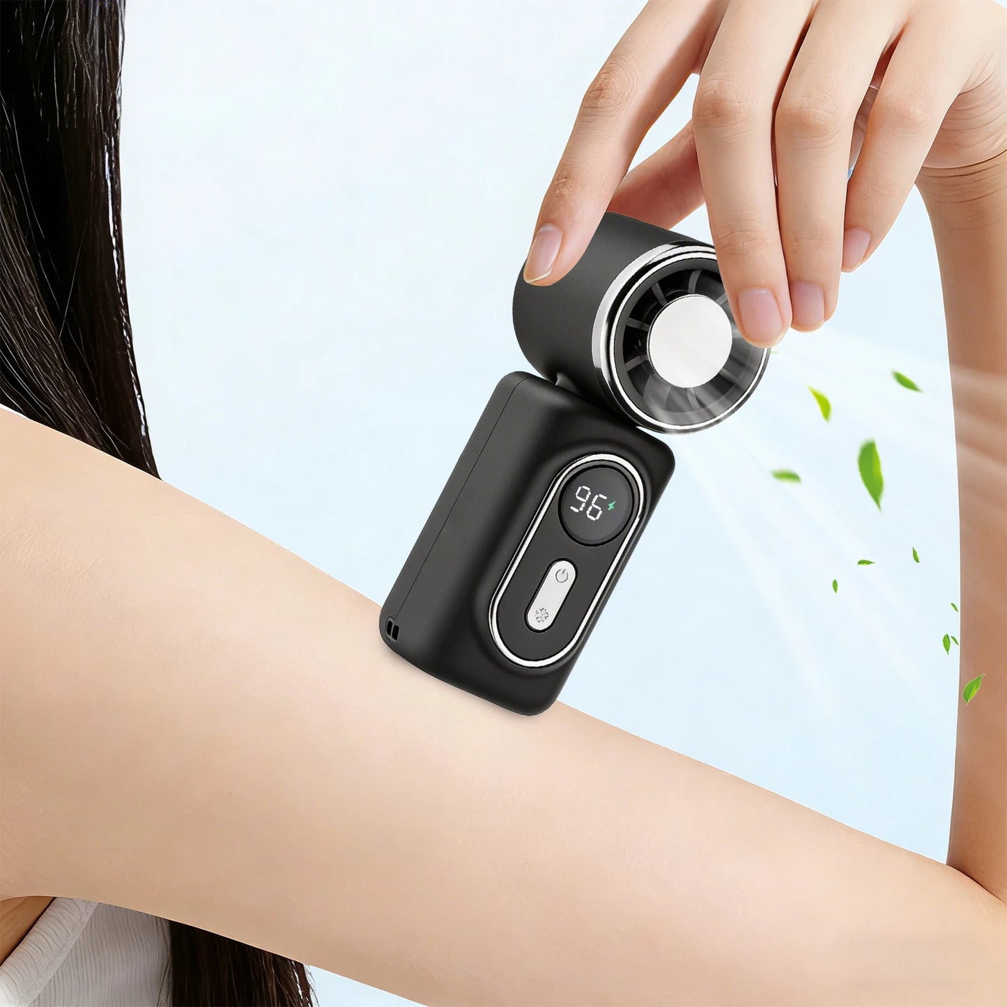Portable Clip-On Mini Fans Adjustable 5-Speed Portable Fan with LED Display for Outdoor Travel Office Travel Accessories Gift