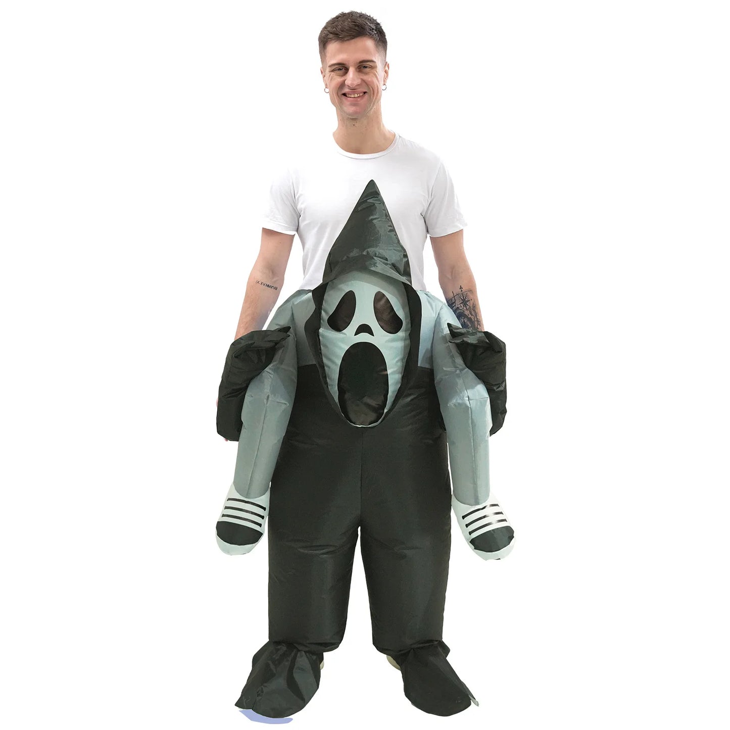 Halloween Ghost Inflatable Costume Scary Cosplay Outfit Ghost Back-Carry Pants Inflatable Cycling Carniva Party Costume Props
