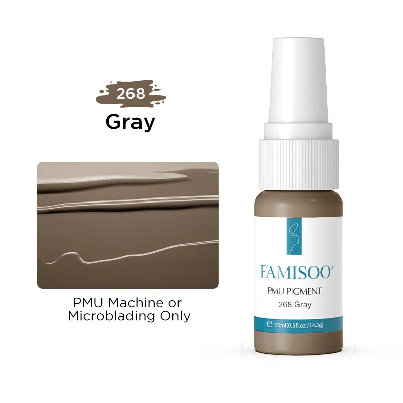 FAMISOO 15ml Permanent Makeup Pigment Microblading Paint Ink Body Art Eyebrows Eyeliner Tattoo Inks Makeup Supplies 0.5OZ