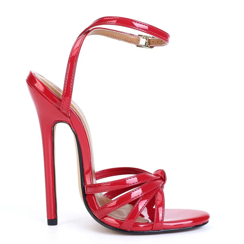 FHC New 16cm High Heels Sandals,Women Sexy Summer Shoes,Fashion Ankle Buckle Strap,Black,Red,White,Customized Colors