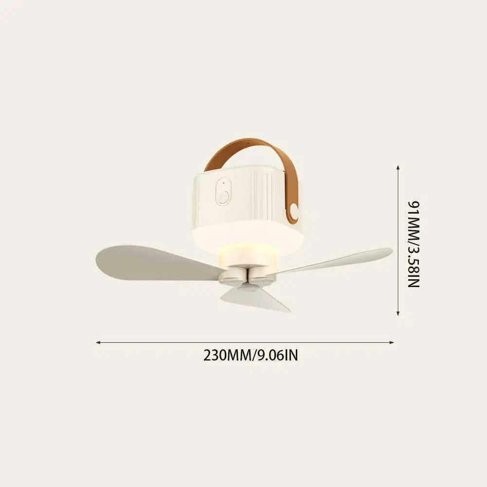 Portable Ceiling Fans Outdoor Camping Fan Tent Ventilator Cooler Rechargeable Electric Fan Remote Control LED Lighting