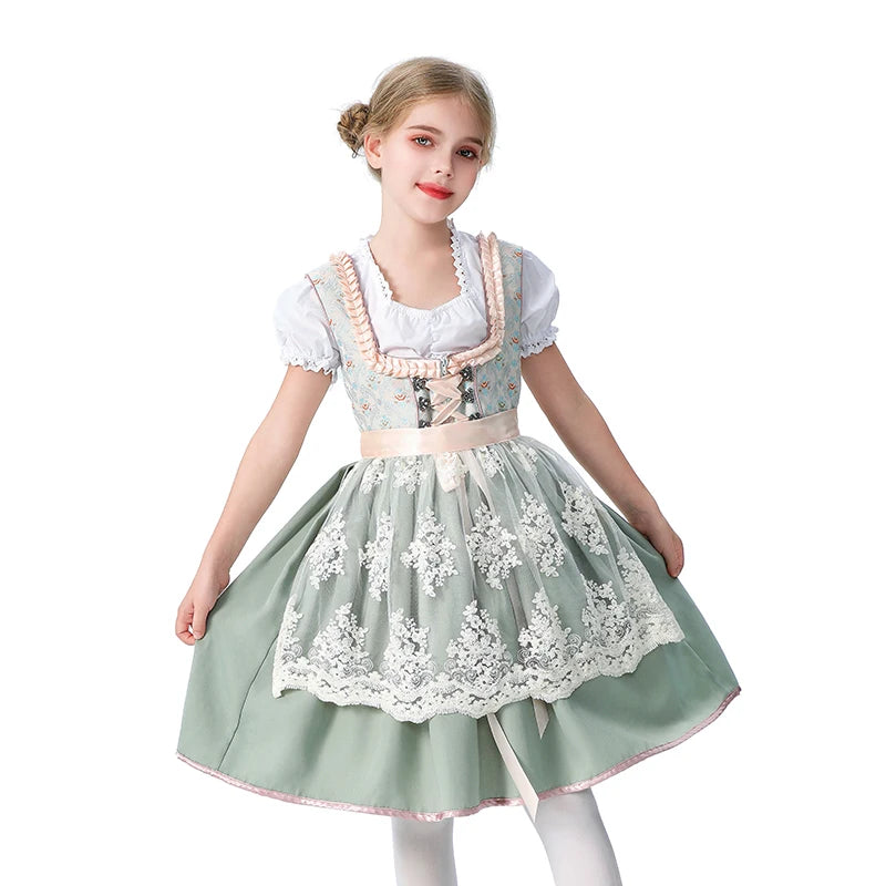 Girls Halloween Costume Bavaria Children's Clothing German Oktoberfest Munich Farm Pastoral Dress Flower Girl Outfit