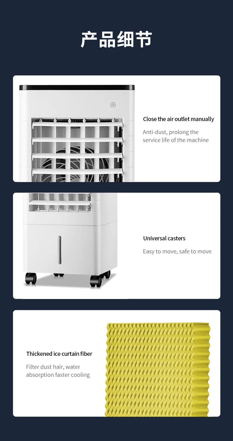 Portable Air Conditioner Fan Intelligent Cooling Fan with Remote Control Wide-angle Air Supply Ice Crystal for Home Use