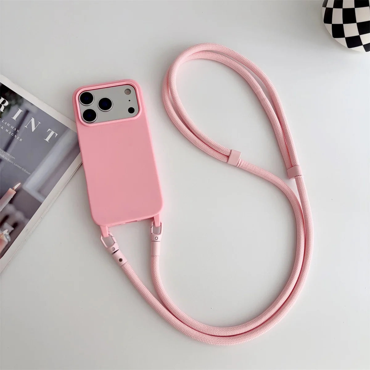 Silicone Phone Case for IPhone 17 Air 16 16E 15 14 Plus 11 13 12 Mini Pro Max Crossbody Lanyard Candy Color Soft TPU Back Cover