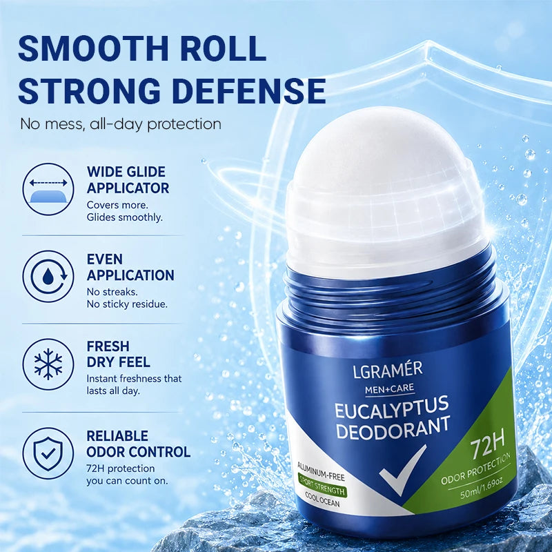 Men's Care Eucalyptus Deodorant Cool Ocean Scent Deodorant Stick Effective Anti Perspirant Control Sweat Smell Fresh Body Care