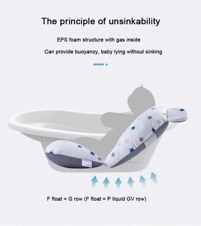 Baby Bath Seat Floating Water Pad Portable Foldable Baby Bathtub Pad Ajustable Bath Tub Shower Cushion Newborn Support Seat Mat