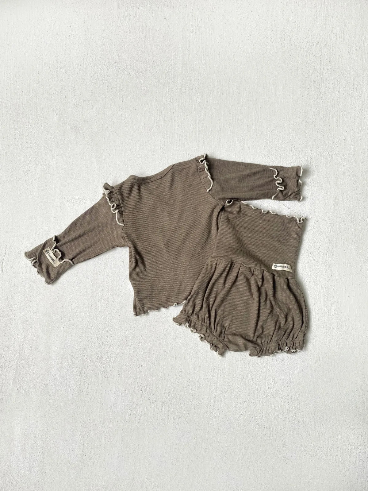 6738 Baby Clothing Set 2025 Autumn New Baby Girl's Home Suit Flying Sleeve Top+High Waist Belly Shorts Pajamas Set