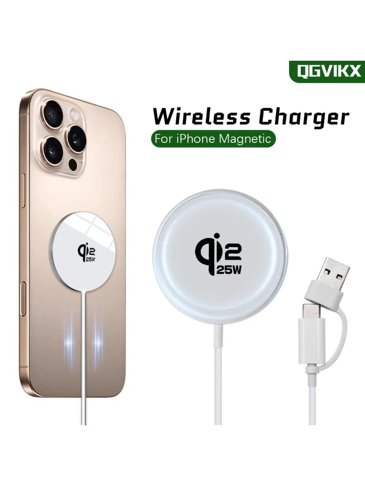 Qi2.2 25W Wireless Charger Magnetic Wireless Charging Station for IPhone 17 16 15 14 13 12 Pro Max Airpods with Type-C Cable