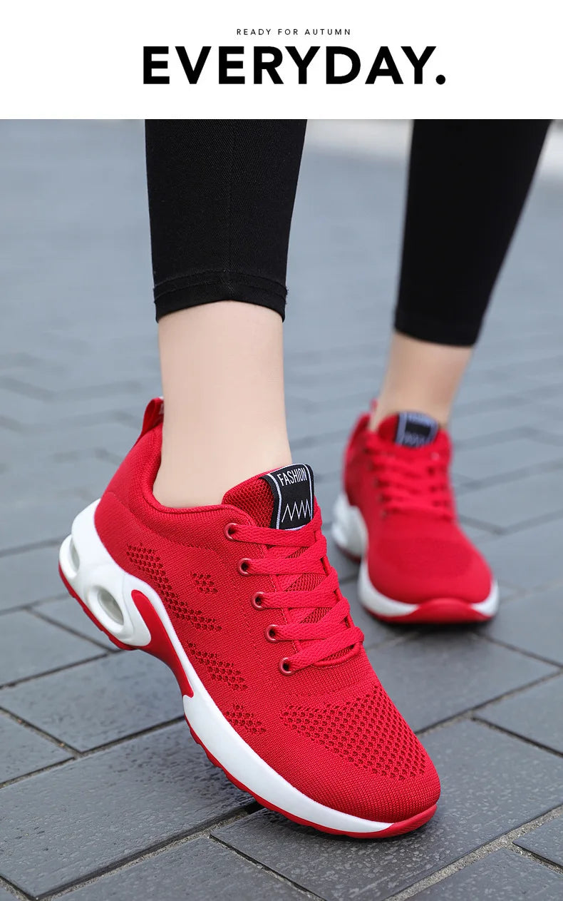 Women Mesh Breathable Casual Sneakers Lace-up Vulcanized Shoes Ladies Platform Sneakers Female Shoes Plus Size Zapatos De Mujer