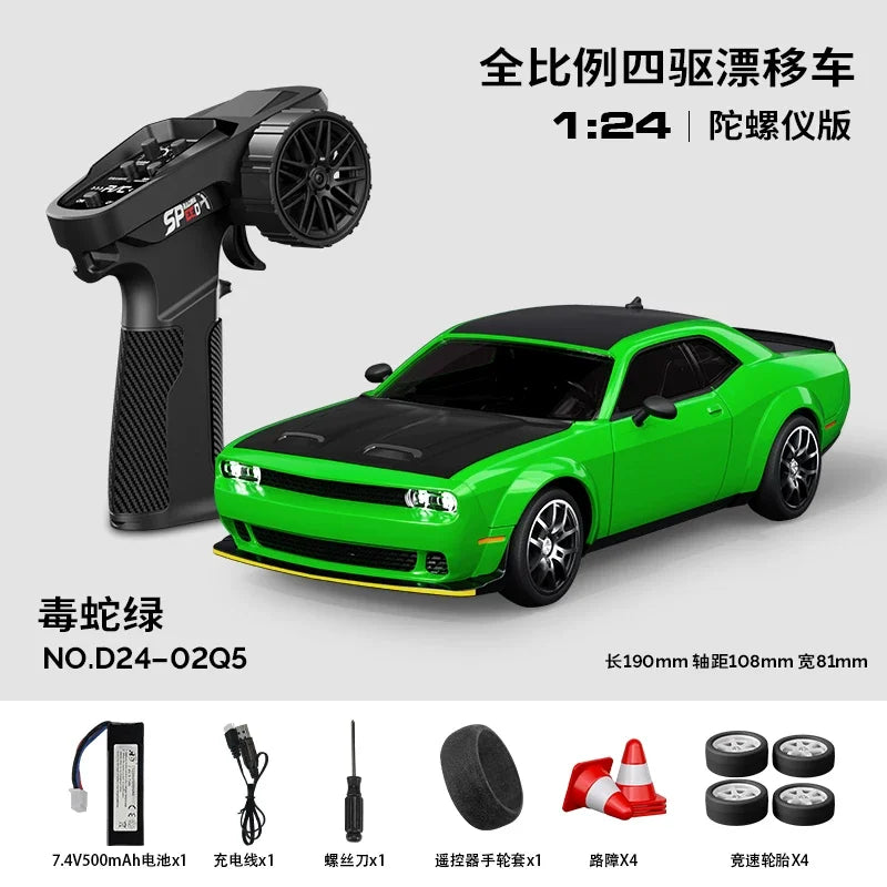 Hongxing 1 24 RC 4WD High Speed Drift Car Full Scale Gyroscope With Lithium Battery 2 Sets Of Wheels Independent Shock Absorber