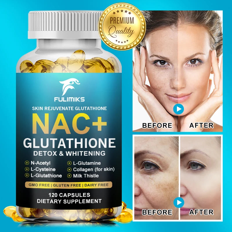 Glutathione & NAC Detox Formula Capsules, Supports Antioxidant Protection, Liver Function, Skin Brightening & Immune Balance