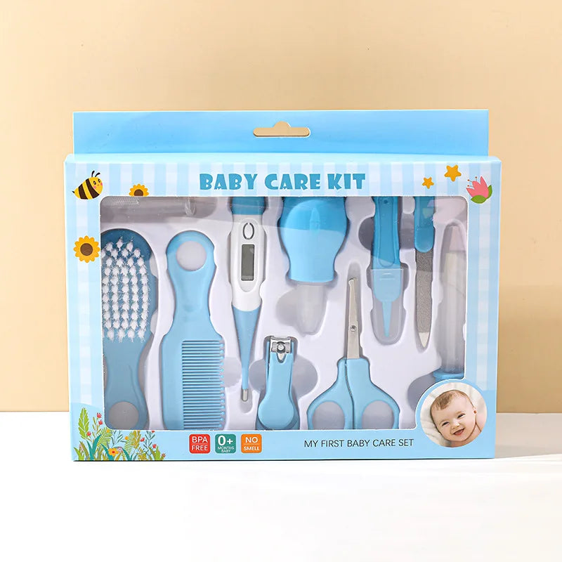 Baby Care Set Baby Nail Clipper Toothbrush Care Tool Comb Brush Organiser 9 Piece Set