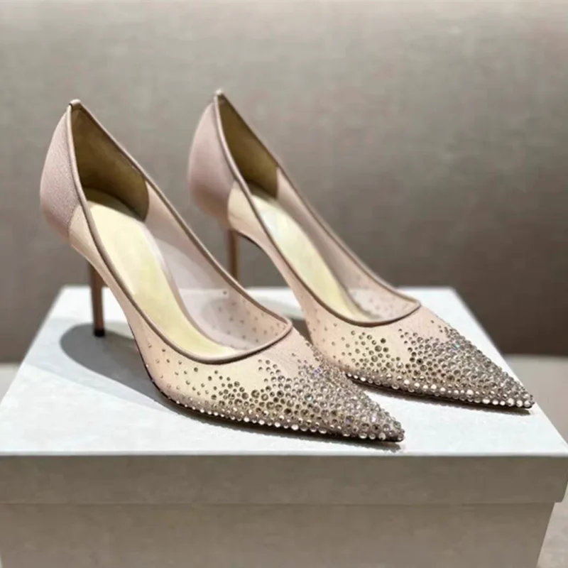 2026 European and American Women's New Mesh Pointed High Heels Shallow Mouth Sexy Fashion Shoes