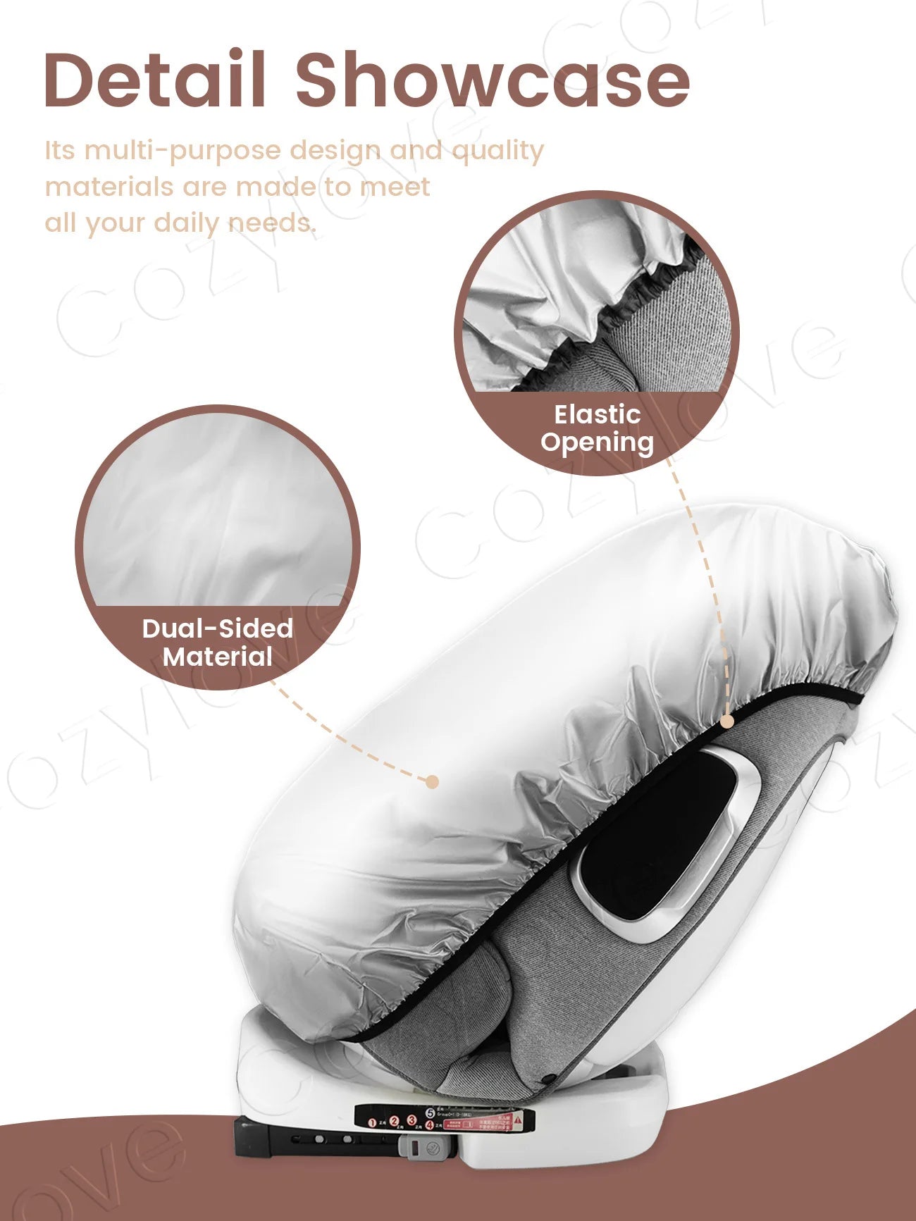 Baby Car Seat Sun Shade Cover | UPF 50+ UV Protection Canopy for Infant Car Seats, Silver