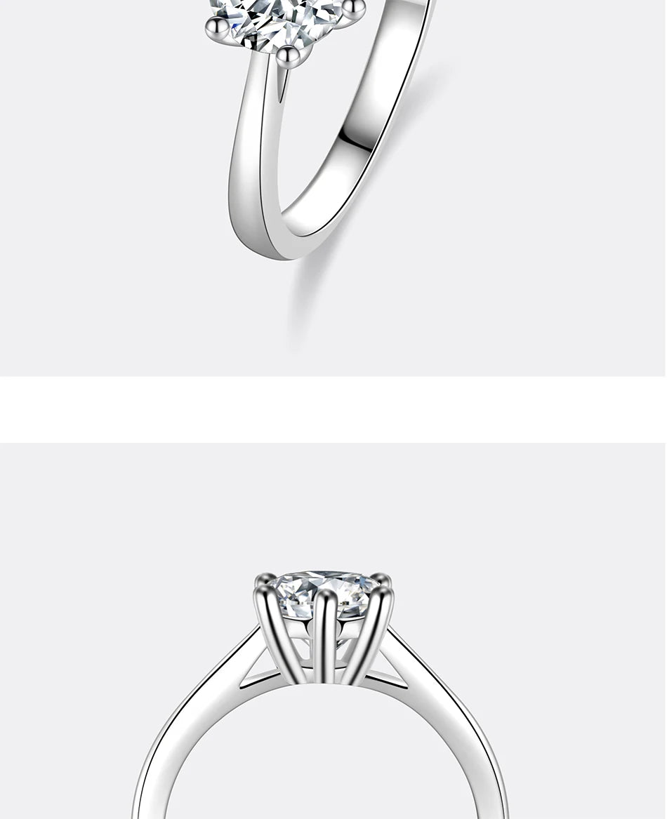 PERMANY 0.3-2CT Moissanite Ring for Women S925 Pure Silver Classic Six Claw Laboratory Diamond Wedding Ring Fashion Jewelry