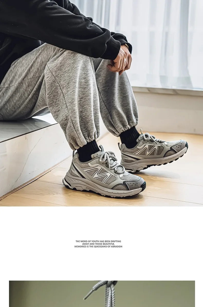 Breathable Outdoor Men's Sport Shoes Summer Trend Dad Sneakers Student Casual Rubber Sole EVA Insole Cotton Lined Net Mesh