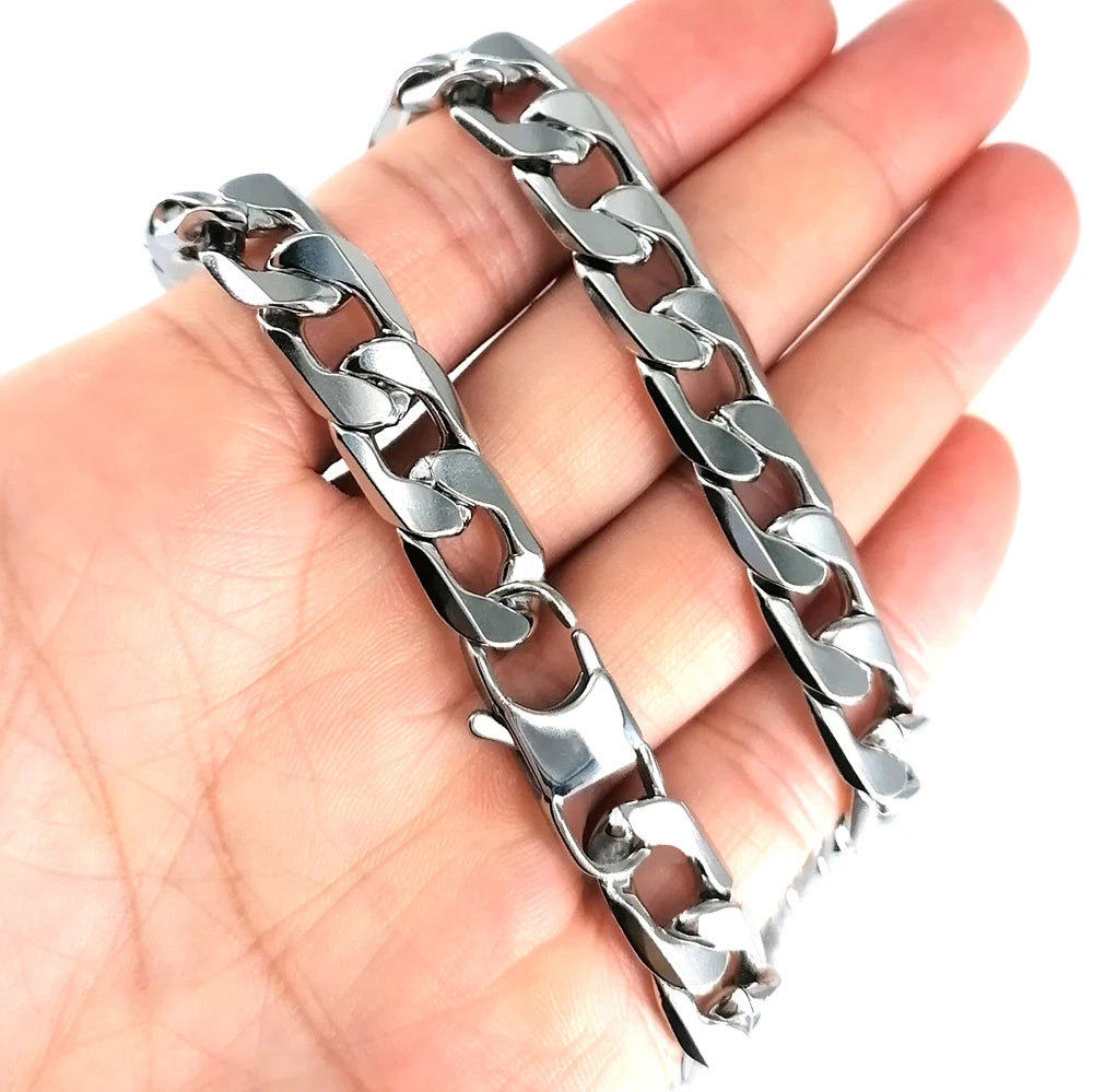 Stainless Steel Necklace  6/8/12mm Width Customize Length Men Curb Cuban Link Chain Punk Fashion Jewelry Factory Drop Shipping