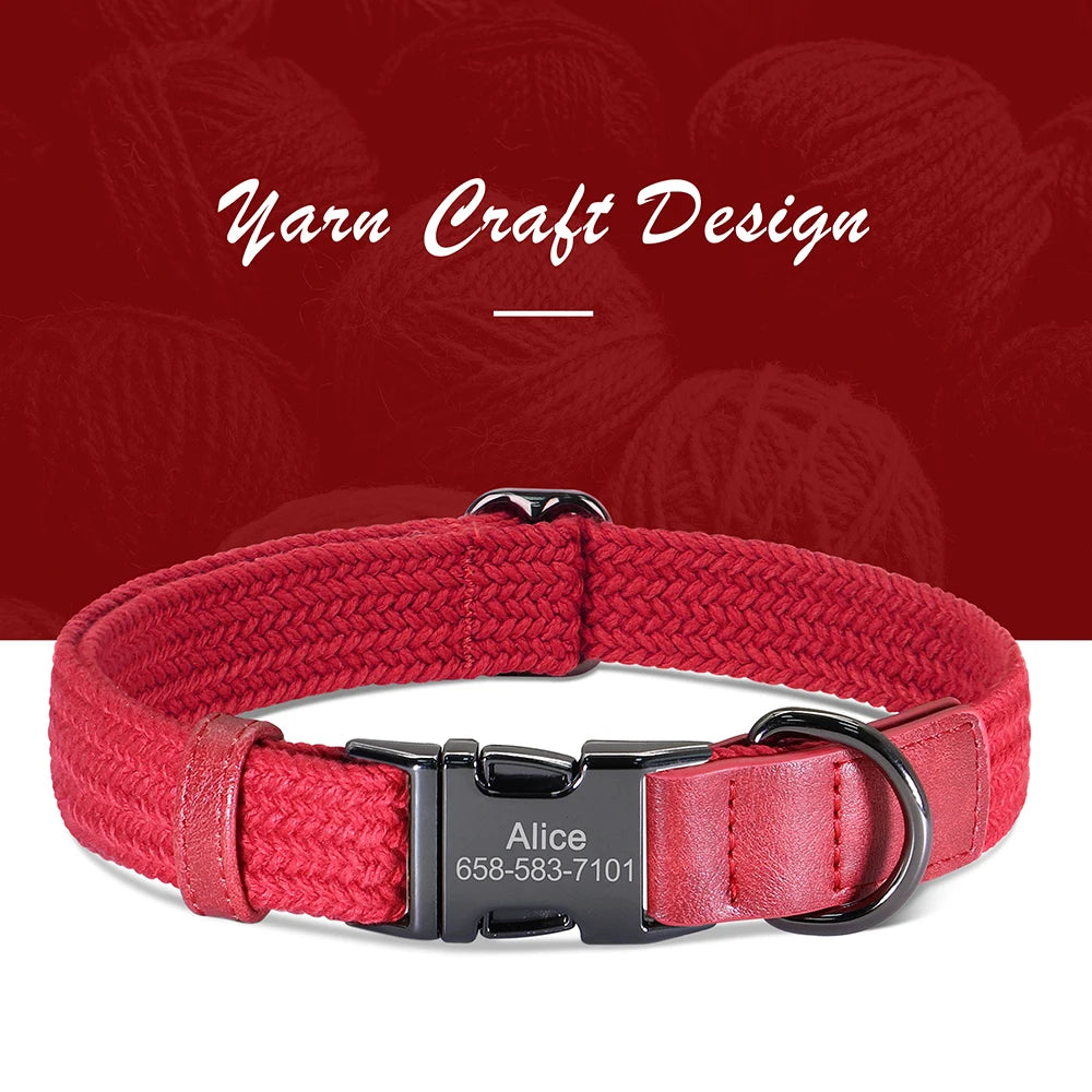 Retro Dog Collar Leash Set Custom Nylon Dog Collars With Walking Lead Rope Adjustable Pet Necklace for Small Large Dogs Durable