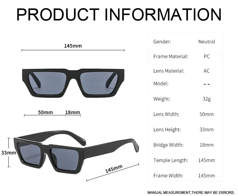 Square Sunglasses Men Women Retro Fashion Popular Sun Glasses Male Female Black Mirror Vintage Small Frame Oculos De Sol