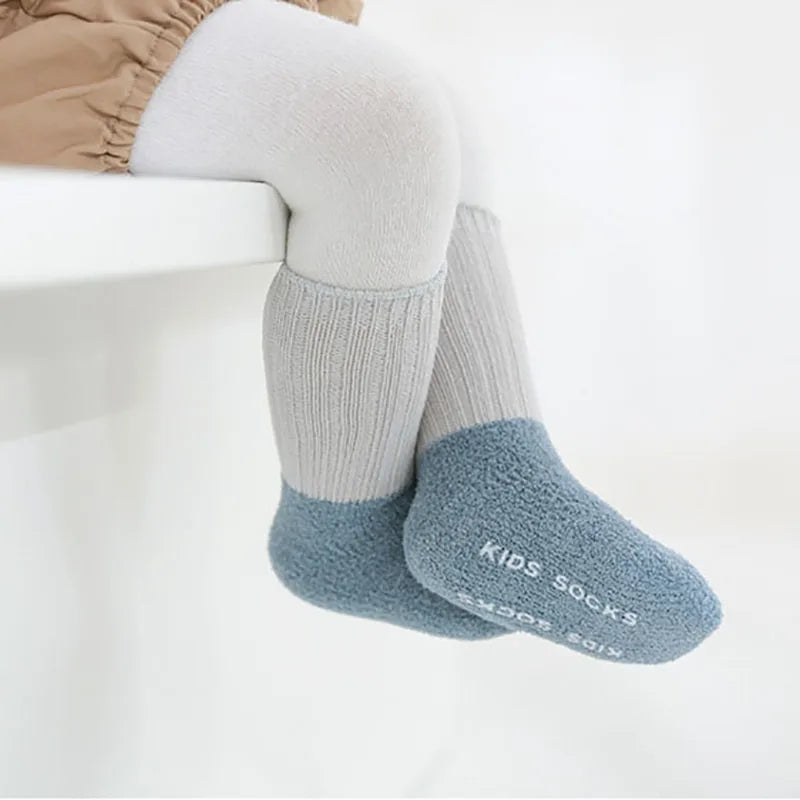 MILANCEL Winter New Baby Socks Infant Patchwork Non-slip Socks Newborn Baby Thickened Warm Socks