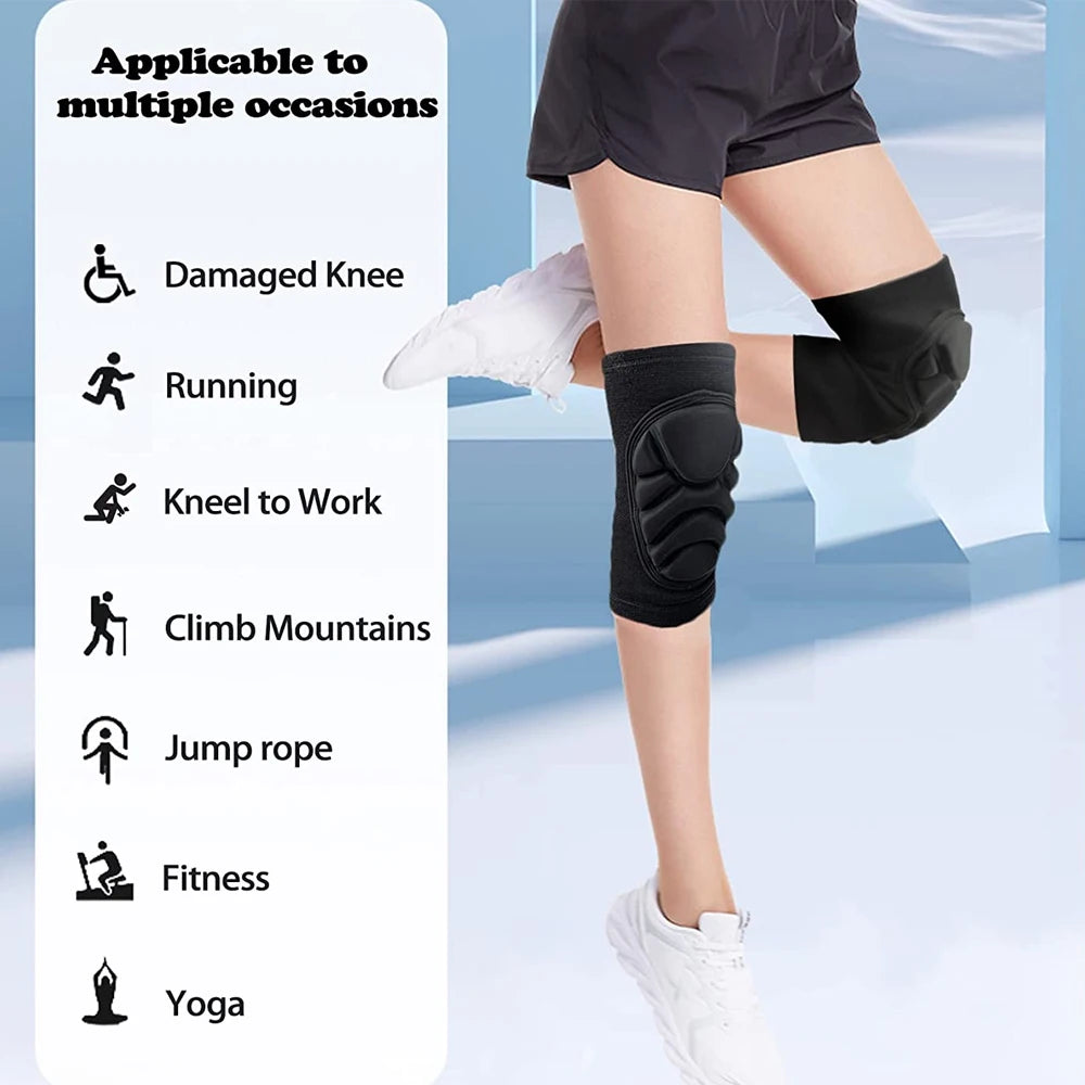 1Pair Knee Elbow Pads,Thick Sponge Collisioned Kneepads for Sports,Protective Knee Support Sleeve for Basketball Running Cycling