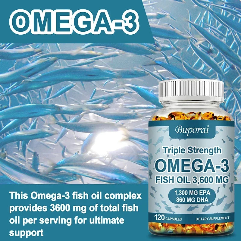 Omega-3 Fish Oil Supplement - Rich in EPA+DHA, Supports Joint, Brain and Eye Health, Enhances Immune Function, and  Antioxidant