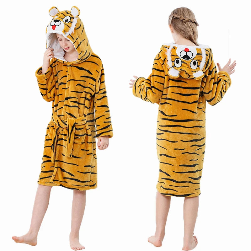 Halloween Dinosaur Bathrobes for Children 3 5 7 9 11 13 Years Kids Animal Flannel Homewear Boy Hooded Sleepwear Girls Nightgown